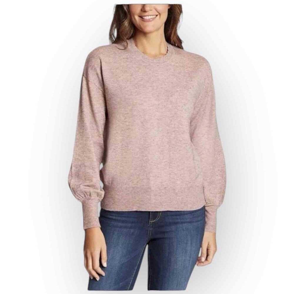 Ella Moss Women’s Puff Sleeve Pullover Sweater in Cloud Pink, Size Medium W6M